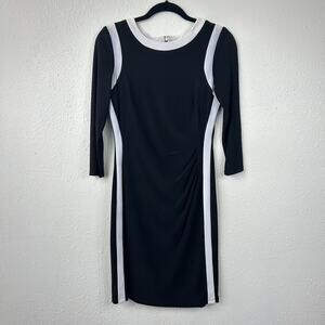 Lauren Ralph Lauren Stretchy Long Sleeve Ruched Lined Sheath Dress Size 6 Black